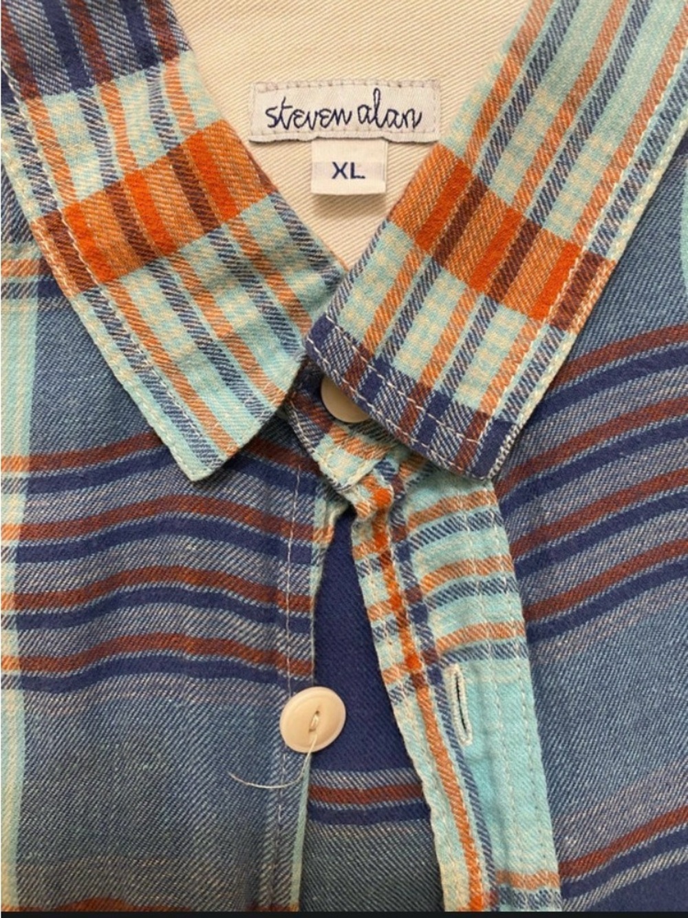 Steven Alan Plaid Button-Up - Cotton Weave - Made In USA - Size XL - Retail $175